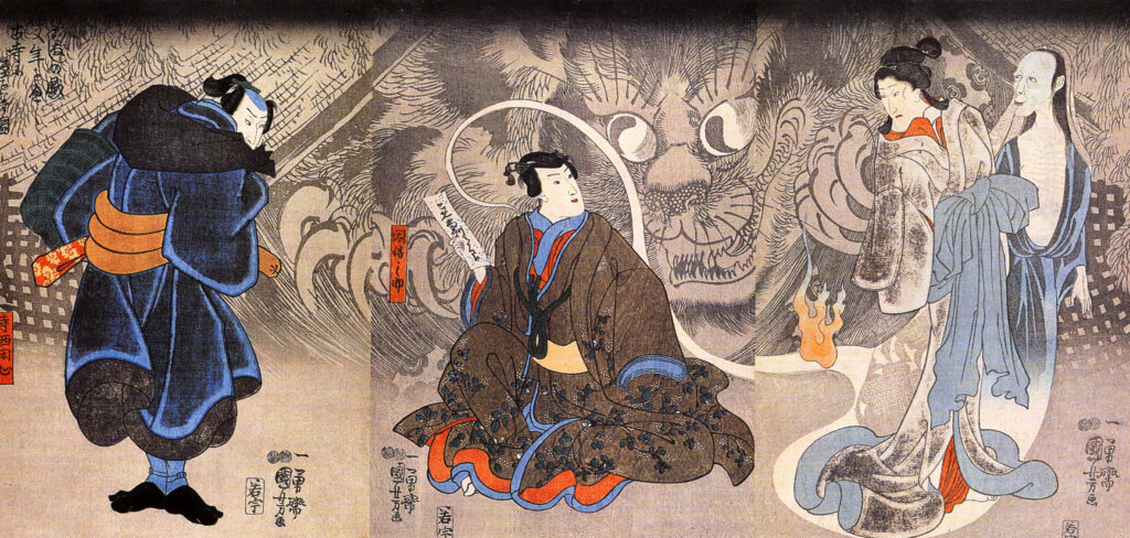 Cats in Japanese Art: Utagawa Kuniyoshi, Apparition of the Monstrous Cat, 1847, private collection.