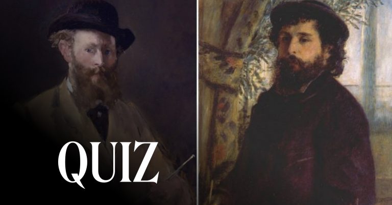 Left: Édouard Manet, Self-Portrait with Palette, 1878–79. Wikimedia Commons; Right: Pierre-Auguste Renoir, Portrait of the painter Claude Monet, 1875. Wikimedia Commons.

