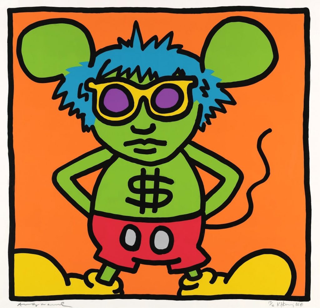 Andy Warhol collaborations: Keith Haring, Andy Mouse, 1986, Nakamura Keith Haring Collection, Yamanashi, Japan. Google Arts & Culture.
