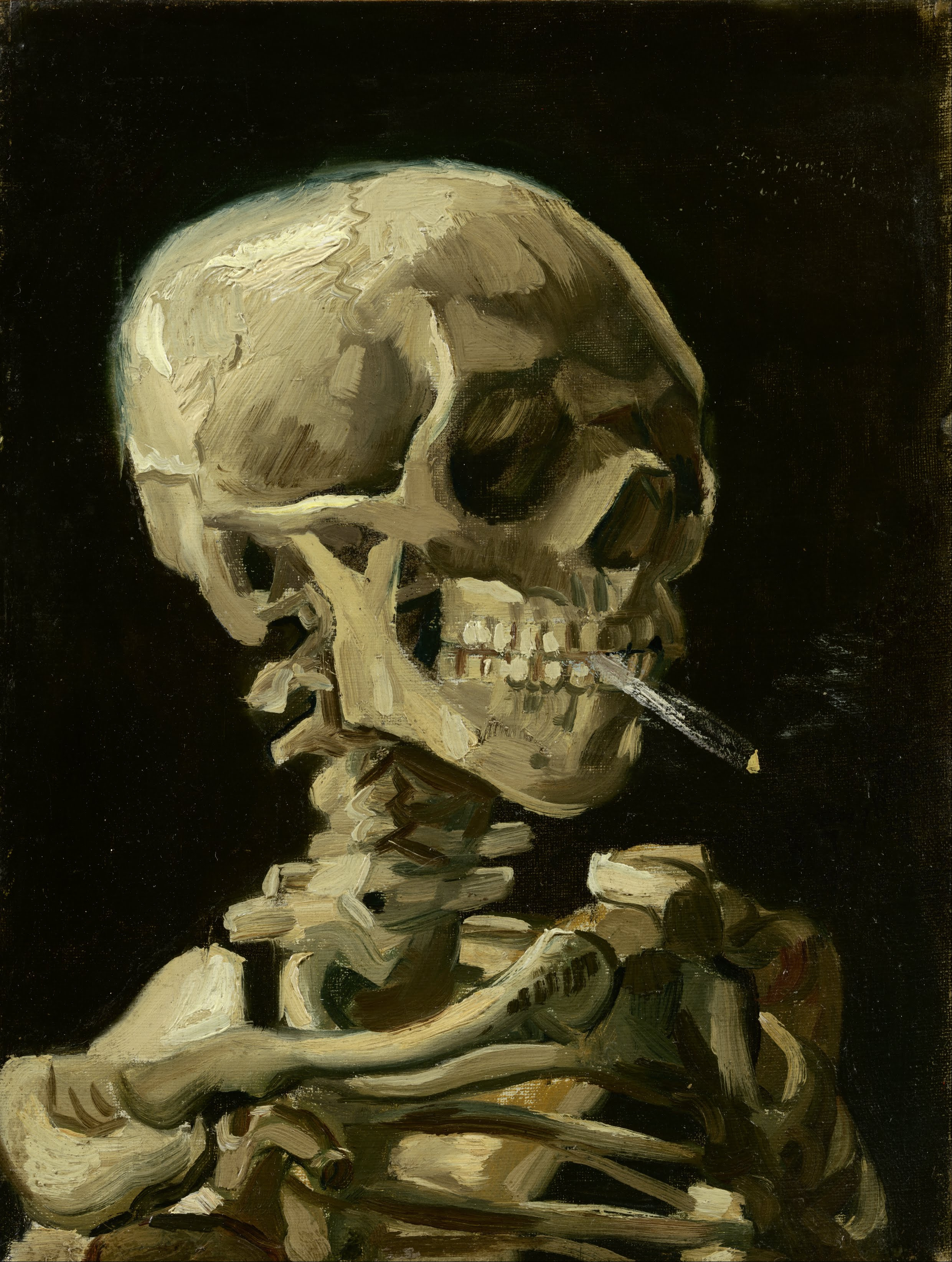 Mental Health van gogh: Vincent van Gogh, Head of a Skeleton with a Burning Cigarette, 1886, Van Gogh Museum, Amsterdam, Netherlands.