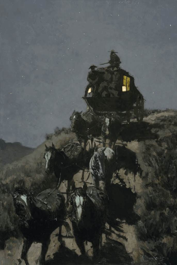 tonalism: Frederic Remington, Old Stage Coach of the Plains, 1901, Amon Carter Museum of American Art, Fort Worth, TX, USA.
